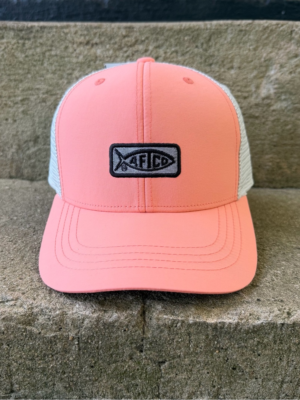 AFTCO Original Trucker Hat 6P Fishing Patch Logo Desert Coral OSFM NWT